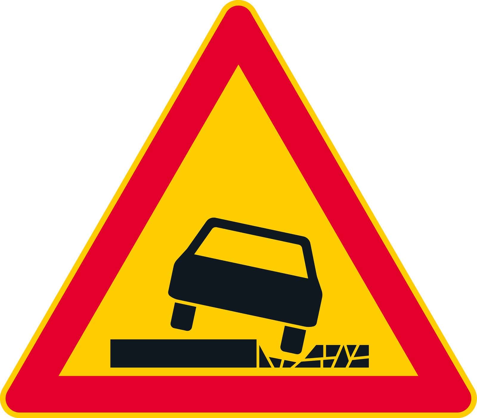 Liikennemerkki A14: Vaarallinen tien reuna
