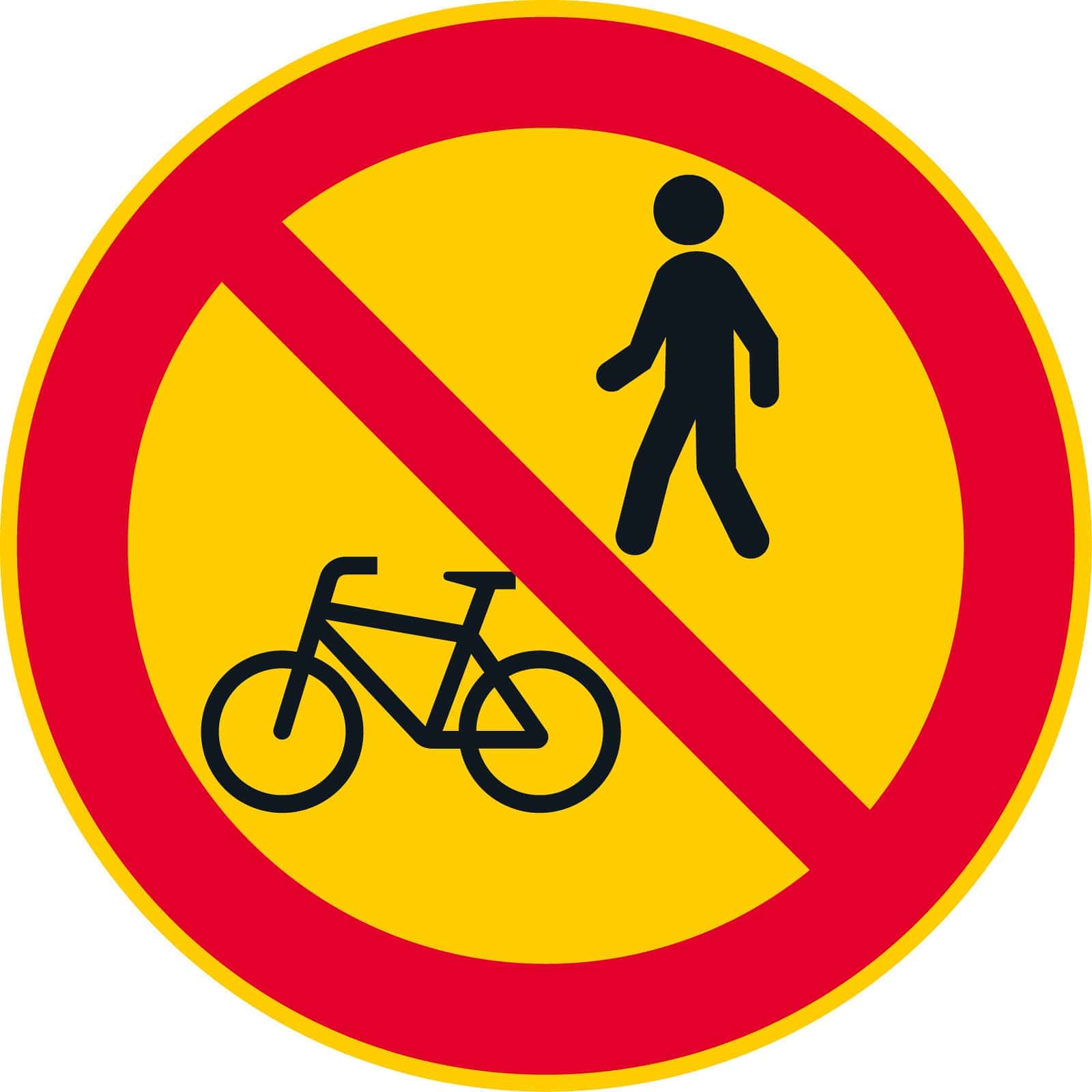 Liikennemerkki C14: Jalankulku ja polkupyörällä ajo kielletty
